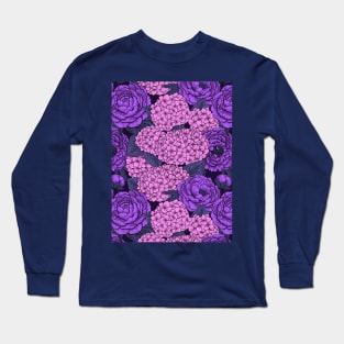 Peony and hydrangea in pink and violet Long Sleeve T-Shirt